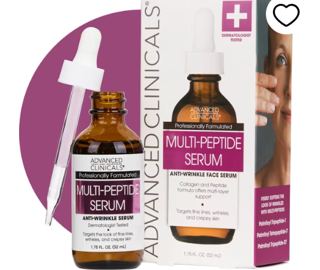 Advanced Clinicals Peptide Facial Serum for Wrinkles and Fine Lines. 1.75 fl oz