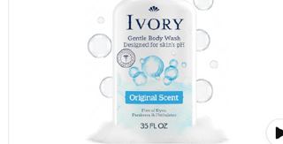 Ivory Body Wash, Designed for the Whole Family, Gentle Formula, Free of Dyes Heavy Perfumes Parabens Phthalates & Silicones, for Sensitive Skin, Designed for Skin's pH, Original Scent, 35 oz
