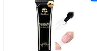 UNA GELLA Gel Nail Glue, Solid Nails Gl ue Gel 40g Lamp Curing Needed Soak Off G LUE Strong Nail G LUE G el for Acrylic Fake Nails...