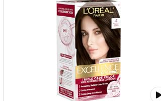 L'Oreal Paris Excellence Crème Permanent Hair Dye, Triple Care Hair Color with Hyaluronic Acid for 100% Gray Coverage, 4 Dark Brown....