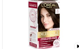 L'Oreal Paris Excellence Crème Permanent Hair Dye, Triple Care Hair Color with Hyaluronic Acid for 100% Gray Coverage, 4 Dark Brown,...