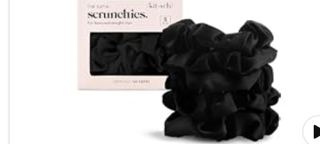Kitsch Satin Scrunchies for Women | For All Hair Types - Black, 5pcs | Wake Up Frizz-Free, No Crease Hair Ties, Softer Than Silk...