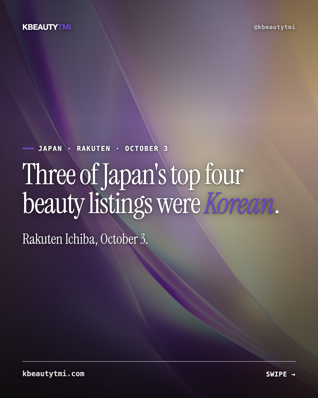 Three of Japan's top four beauty listings were Korean (Oct 3) — card 1 of 6